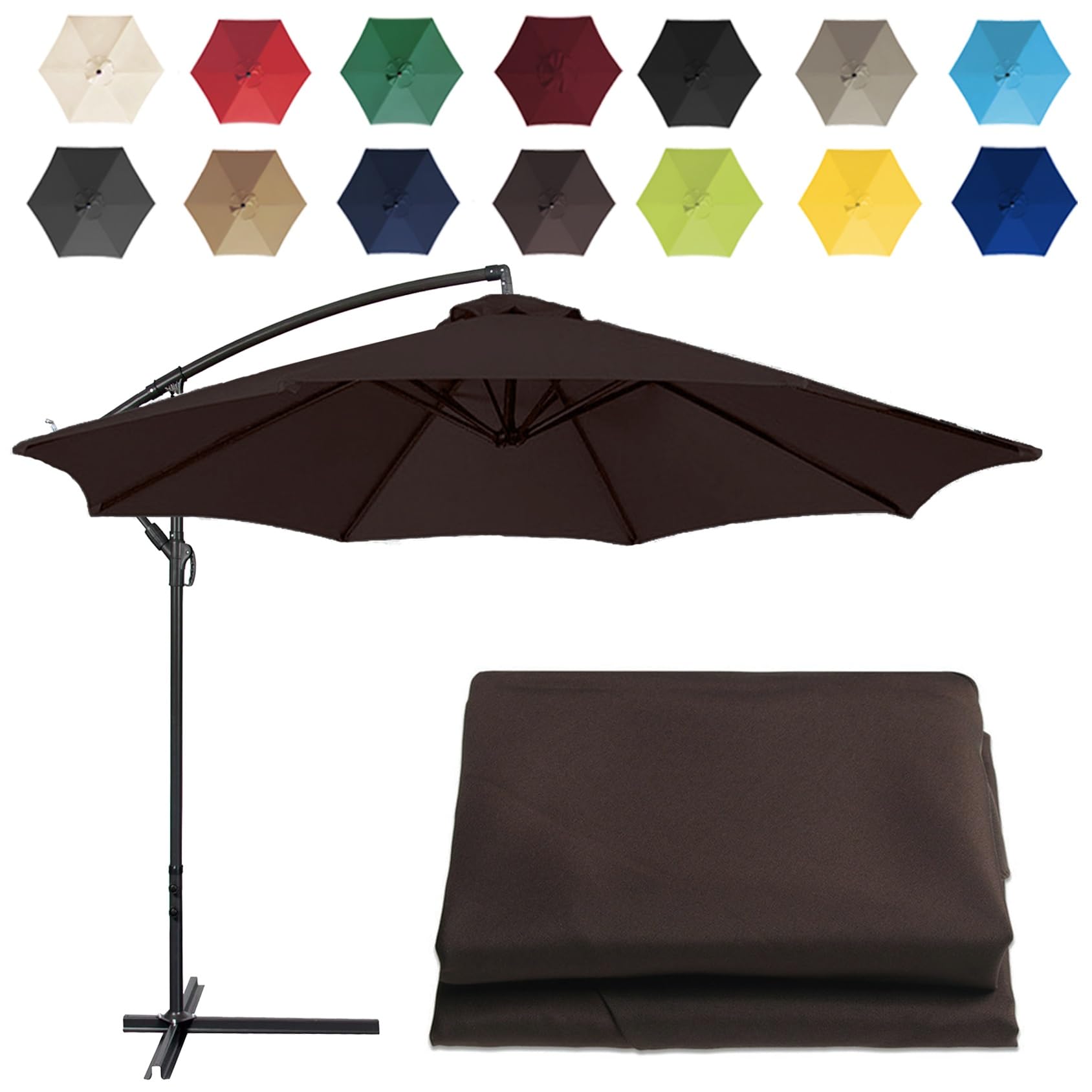 CMJYMX Replacement Parasol Canopy Sun Umbrella Replacement Cloth For 2m-6 Arms 2.7m-6 Arms 2.7m-8 Arms 3m-6 Arms 3m-8 Arms (Color : Brown, Size : 6 ribs-2.7m(8.8ft)) — image 1