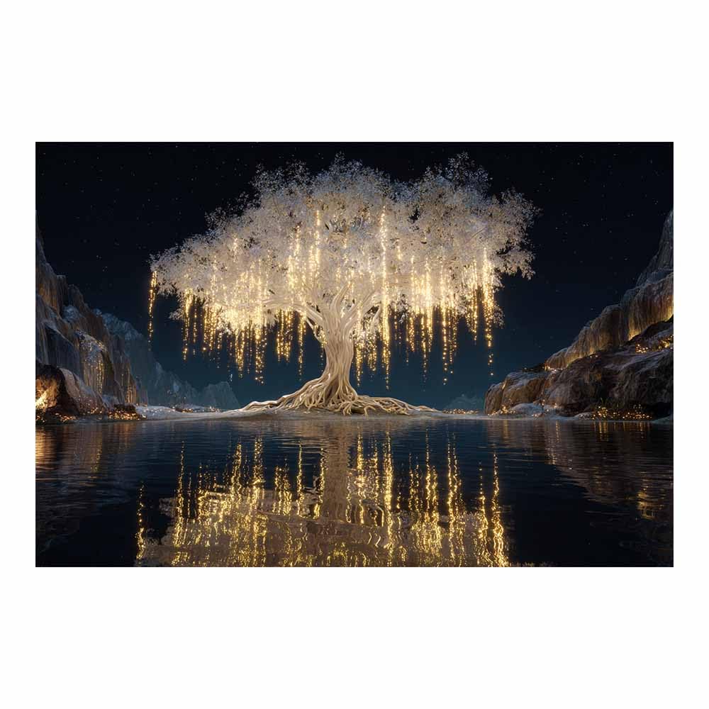 HOQIU Canvas Wall Art Cyan Flower Tree Art tree poster, landscape wall art, for Living Room Bedroom Bathroom.(Multicolor)-70x100cm Unframed
