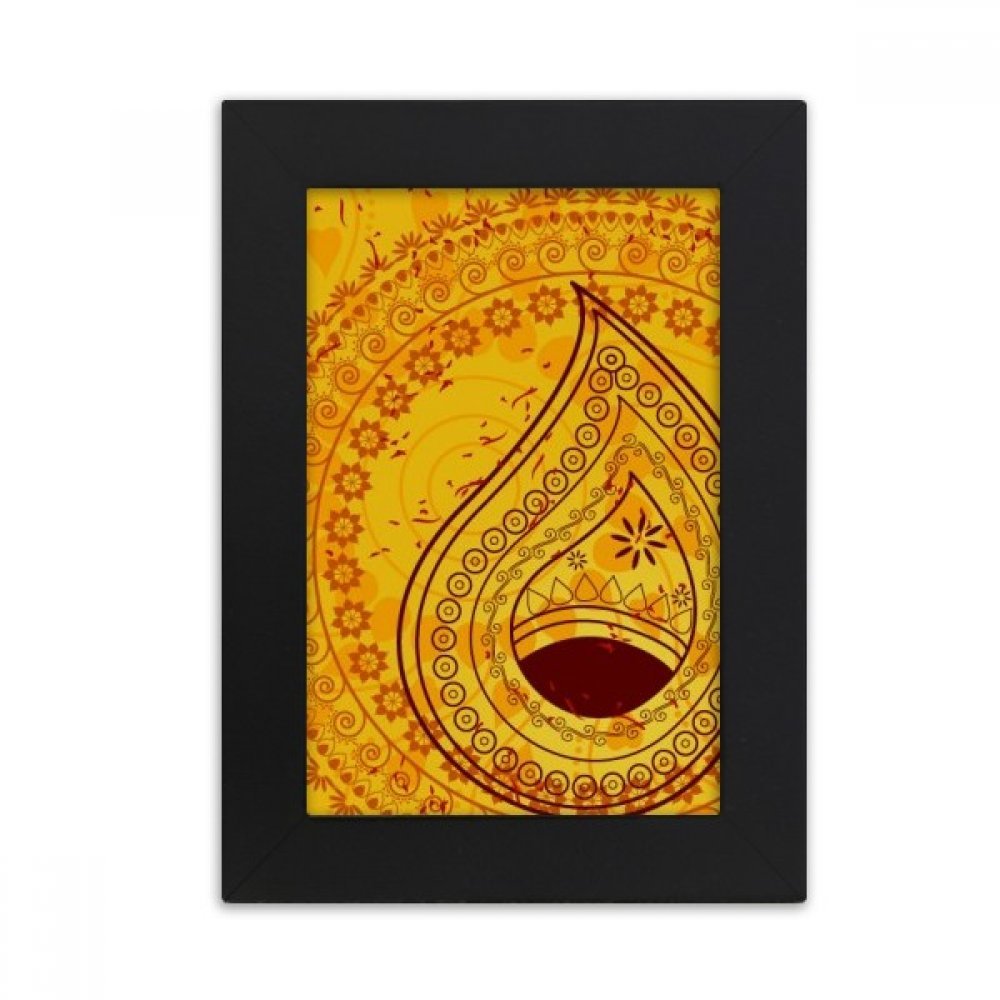Cadre photo noir 5x7 pouces peinture d'art moderne tissu jaune multicolore