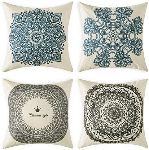 MIULEE Pack of 4 Cushion Covers Soft Decorative Linen Autumn Square Throw Pillowcases with Invisible Zipper for Sofa Bedroom Living Room Home Couch Coffee Shop Chair 45x45 cm 18x18 Inch Orange