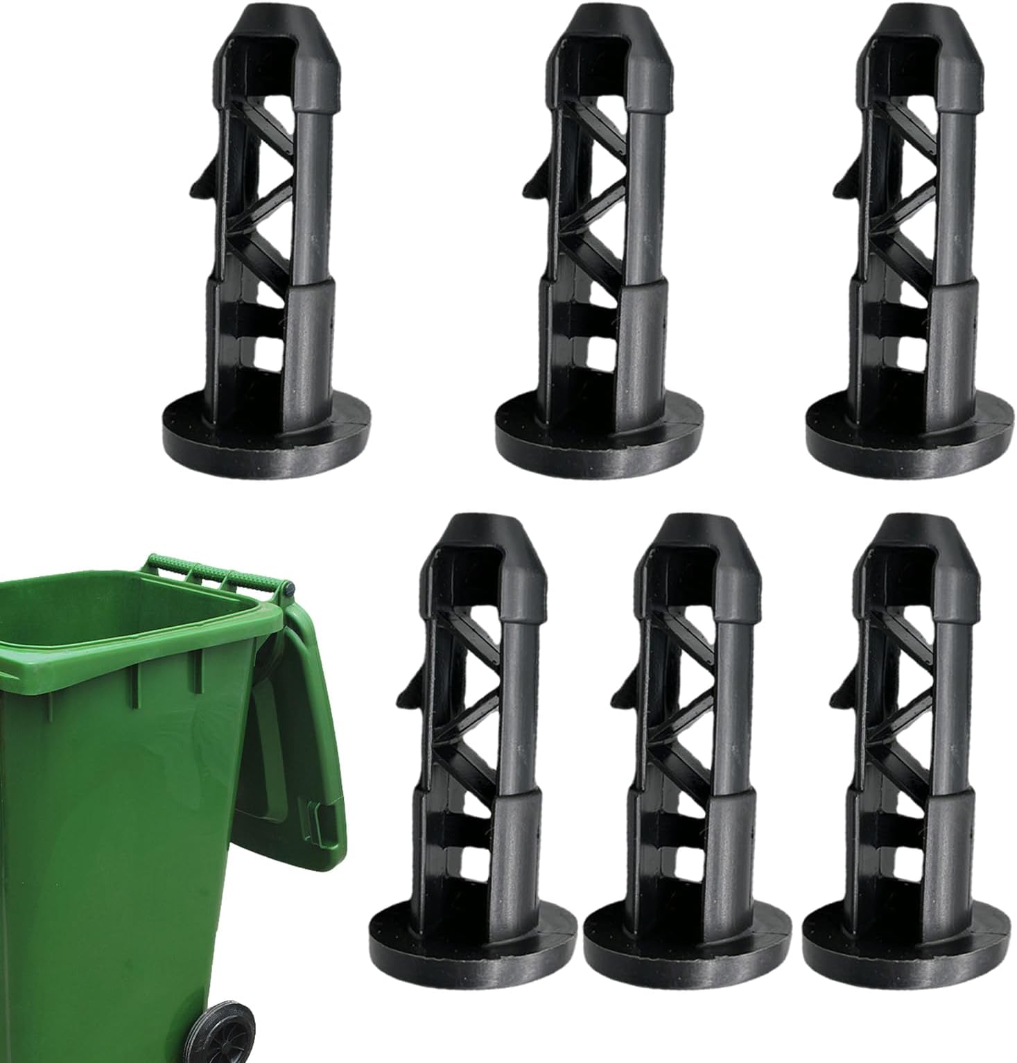 Trash Can Lid Plugs – Waste Bin Hinge Pin Set with 6 Durable Latch Plugs for 240L Trash Cans | Garbage Bin Replacement Fittings for Public Use in Parks, Schools, Subway Stations, Train Platforms