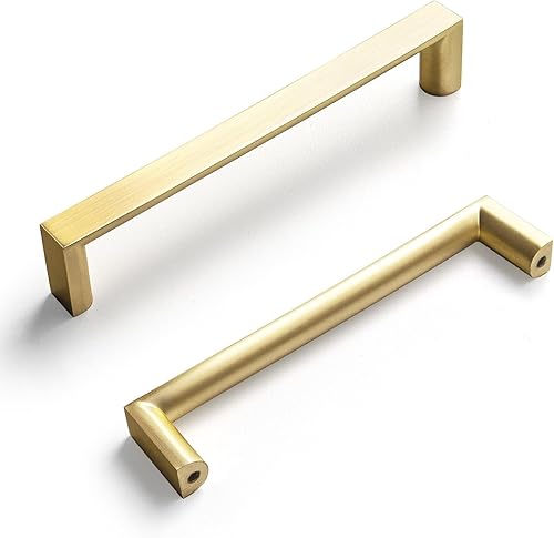 Miniatura 1 de Goo-Ki Tiradores de gabinete modernos de latón cepillado de 5 pulgadas, manijas de gabinete doradas para tocador, armario y armario, manijas de