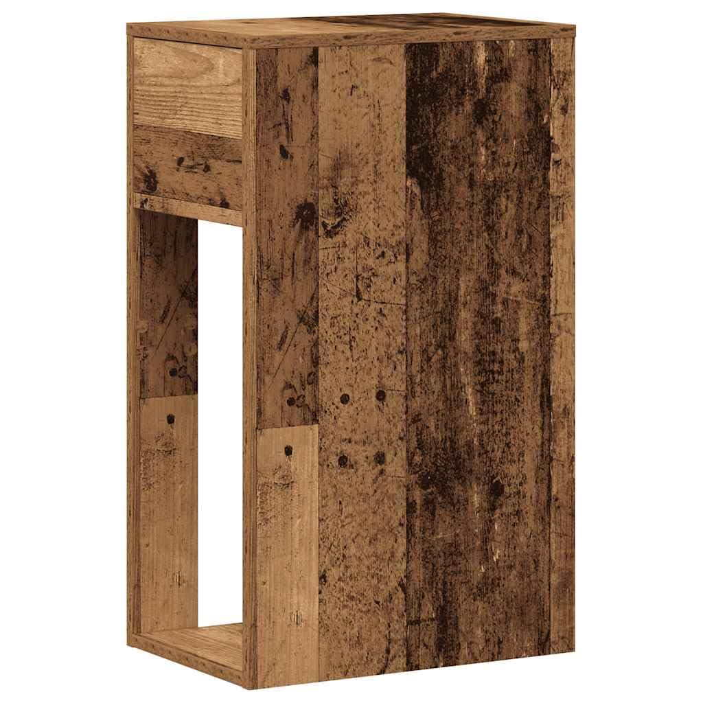 PC Unterschrank mit Schublade, Computer Tower Stand 30x44x74 cm, aus Holzwerkstoff in Altholz-Optik, Schreibtisch Beistellschrank mit offenem Fach, für Büro & Homeoffice