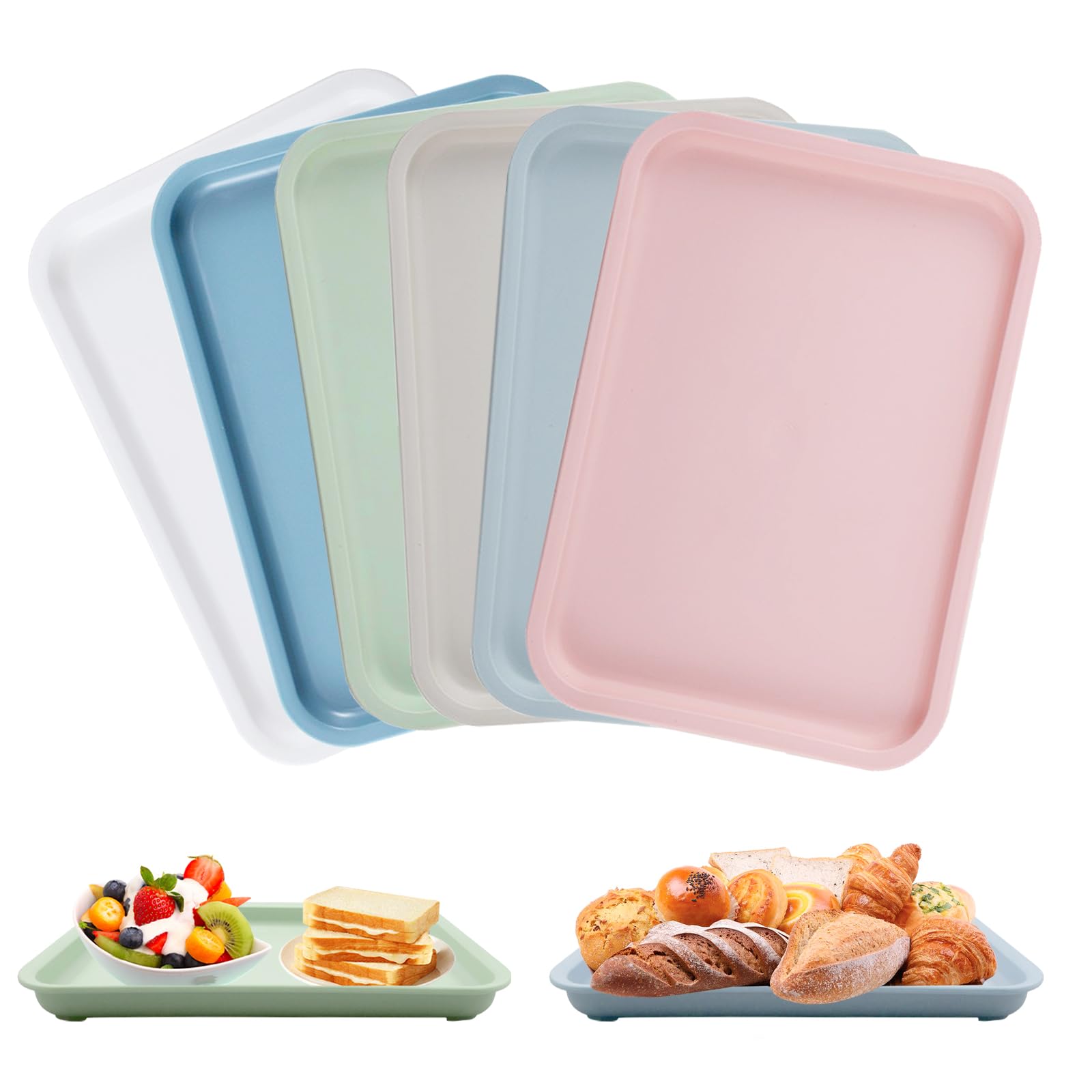 Hocadrv 6 Pcs Serving Tray Dinner Plastic Trays for Eating Fast Food Trays