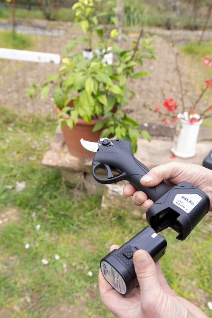 FORBICI POTATURA ELETTRICHE PROFESSIONALI 25mm, FORBICI POTATURA A BATTERIA PER POTATURA GIARDINO CON 2 BATTERIE 16.8 V RICARICABILI