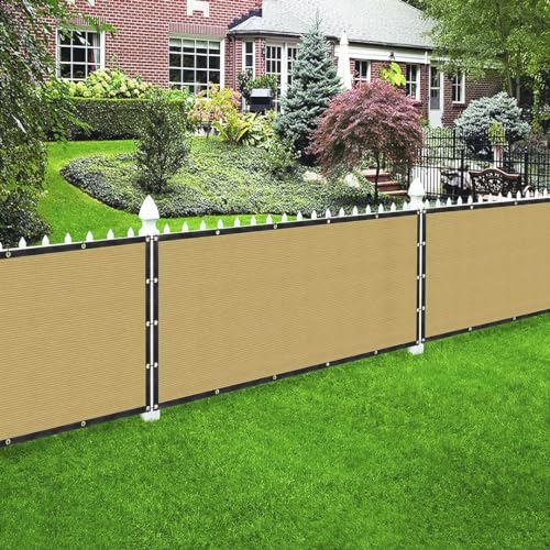 Beige privacy screen fence cover for balcony, deck & yard