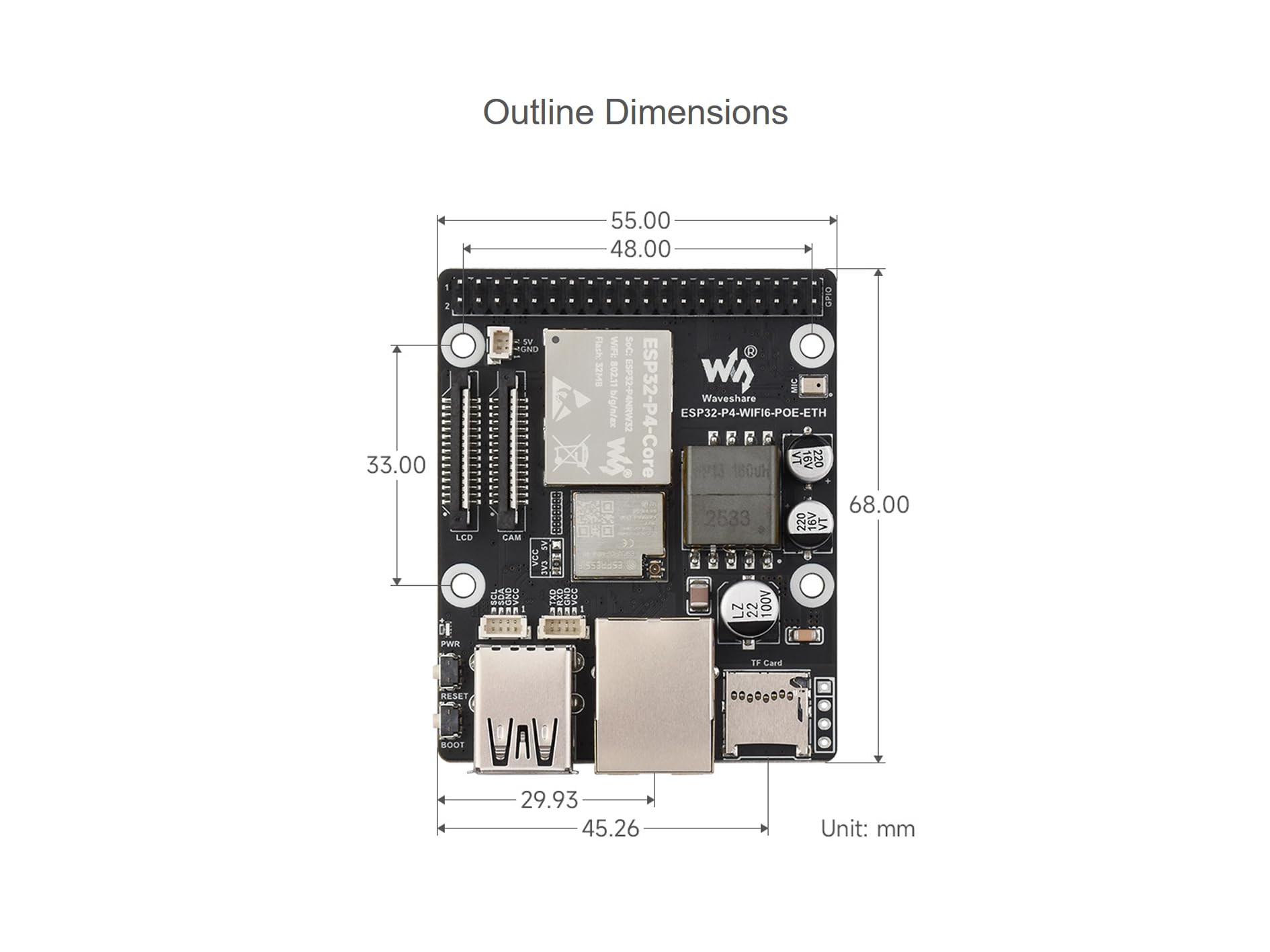 ESP32-P4-WIFI6-POE-ETH zestaw płytki rozwojowej oparty na ESP32-P4 i ESP32-C6, zintegrowany moduł PoE, obsługuje Wi-Fi 6 i Bluetooth 5, z MIPI-CSI/DSI, USB OTG 2.0, portem Ethernet itp.