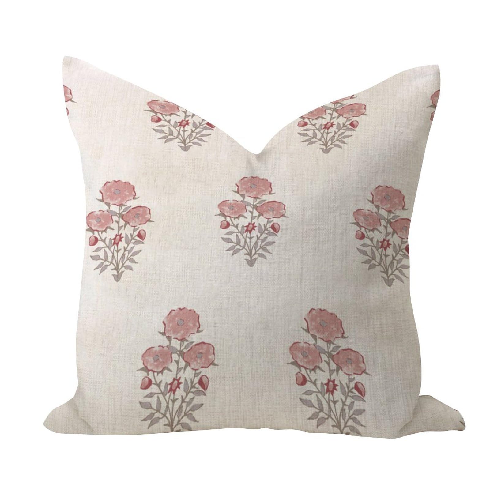 Soft Outdoor Pillow Covers 16x16in Pink Flower Elegant Pillow Cases Spring Summer Pink Rose Floral Décor Square Linen Pillowcases for Sofa Tent