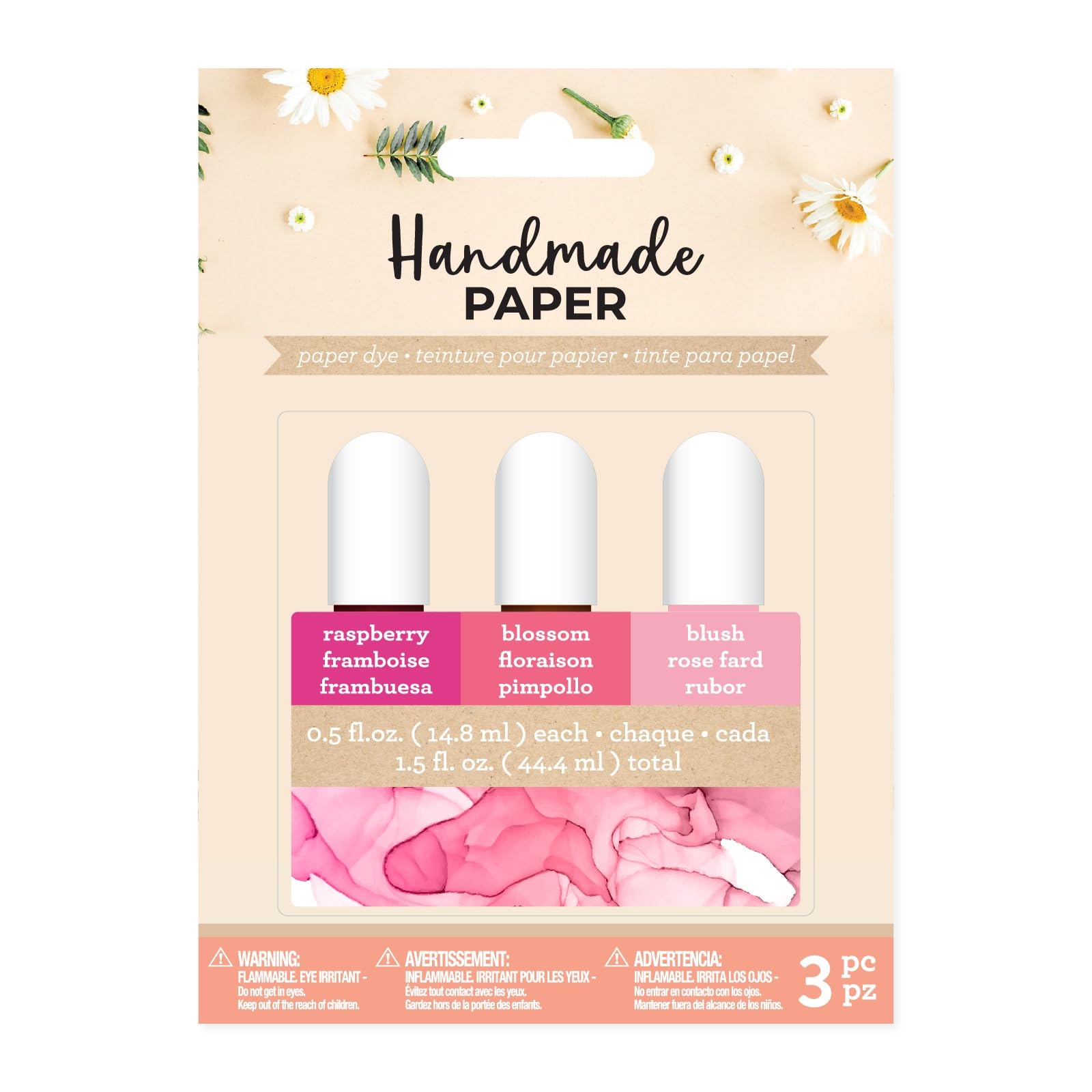 American Crafts Handmade Paper Dye 0.50oz 3/Pkg-Pinks