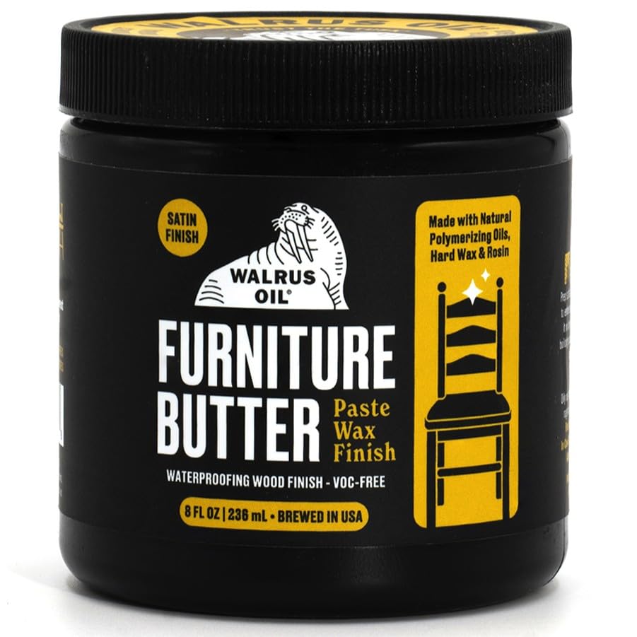 Walrus Oil - Furniture Butter, Paste Wax Wood Finish. 100% Natural, VOC-Free. 8 oz