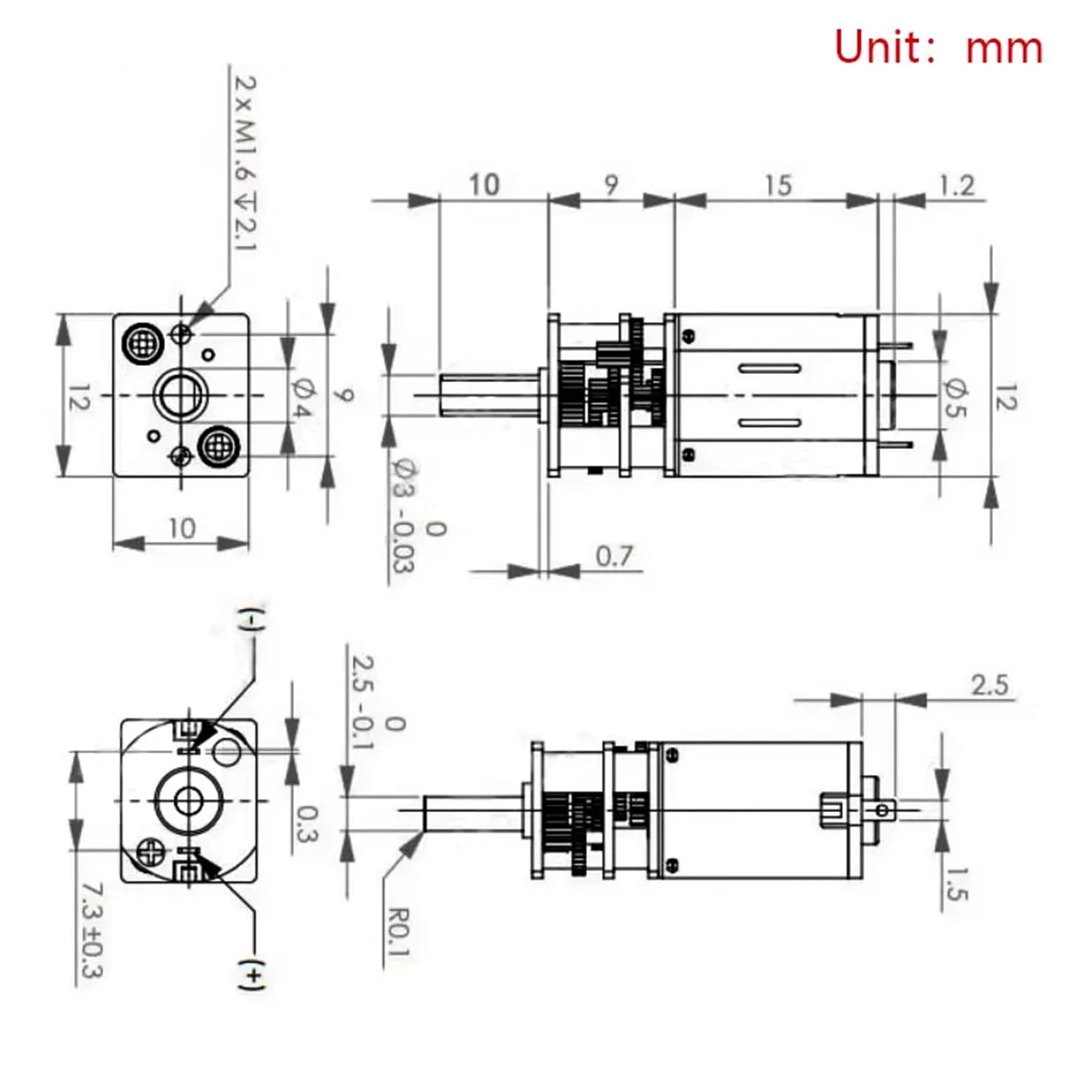 2 szt. DC 6 V 12 V 24 V N20 silnik redukcji prędkości obrotowej z metalowym silnikiem skrzyni biegów (15 obr./min, 12 V)