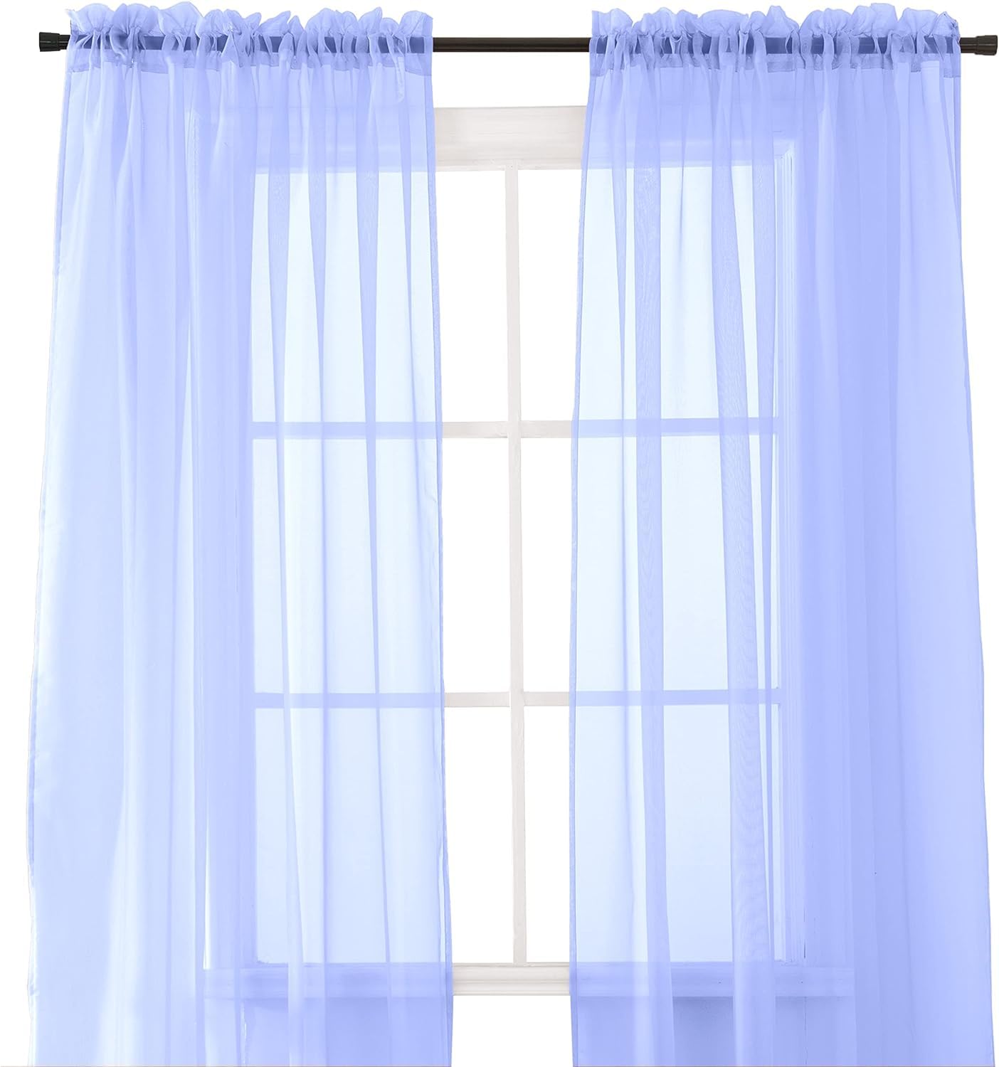 Elegant Comfort 2-Piece SHEER PANEL with 2inch ROD POCKET – Window Curtains  60-inch width X 84-inch Length – Lavender – BigaMart, image size:1404x1500