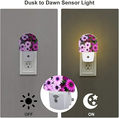 Miniatura 2 de Luz nocturna floral silvestre, flores florecientes, luces nocturnas enchufables a la pared con sensor de atardecer a amanecer, luces LED automáticas