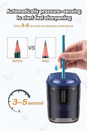 Miniatura 5 de RIYO Sacapuntas automático de hoja helicoidal de alta resistencia con funciona con pilas para lápices n. 2 (0.315 a 0.315 pulgadas) y lápices de
