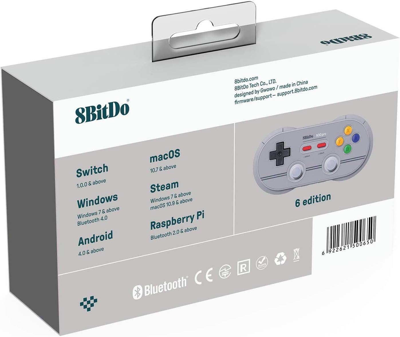 8Bitdo N30 Pro 2 (6 Edition) Wireless Controller Dual Classic Bluetooth Video Game Joystick Gamepad for Android/PC/Mac OS/Switch