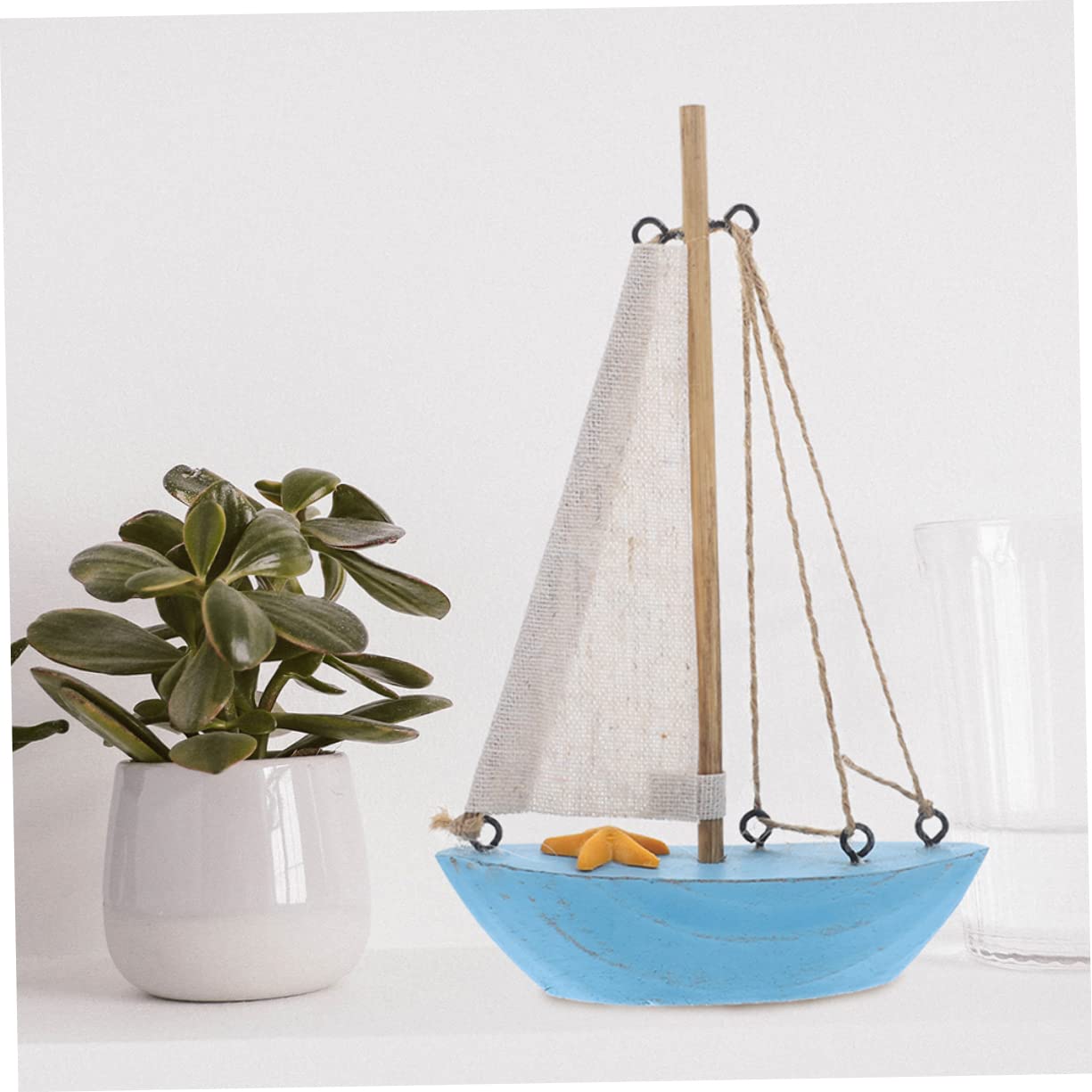 STOBAZA 2Pcs Mediterranean Sailboat Models Nautical Tabletop Decor for Office Home Bedroom Lightweight Chic Design for Interior Decoration Coastal Themed Spaces