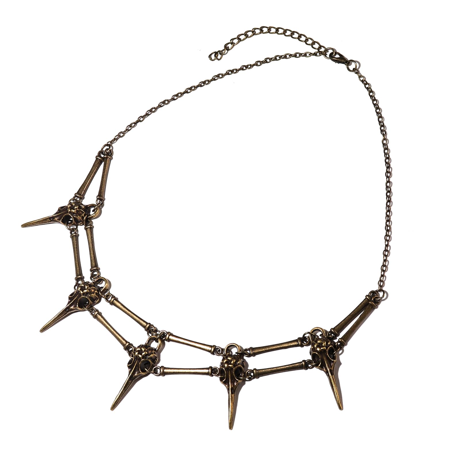 Pingyongchang Bird Skull Skeleton Choker - Gothic Style Raven Bones Necklace - Mystic Witch Jewelry for Women