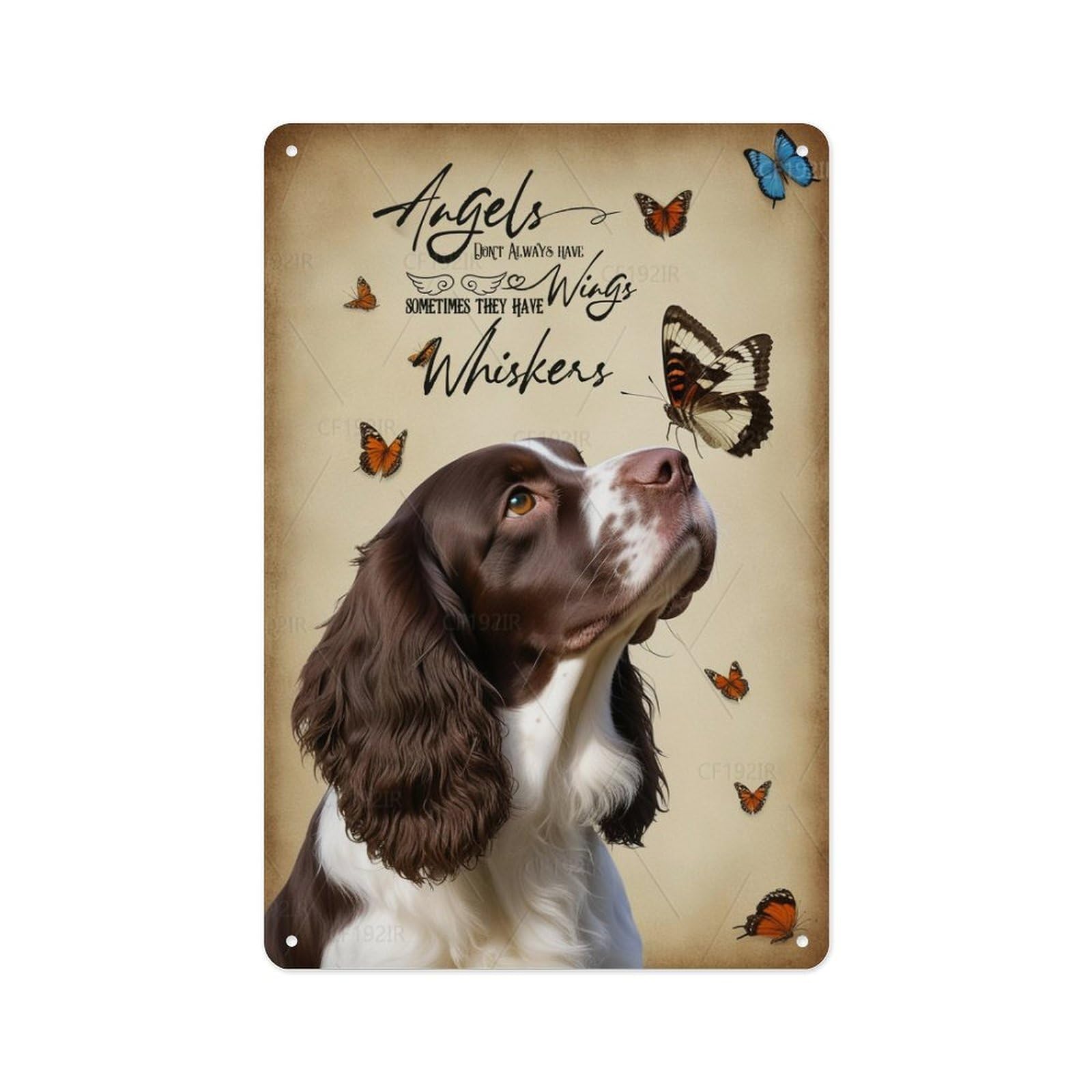 Nanvier Funny Metal Sign 20 English Springer Spaniel Dog Angels Don’t Have Wings They Have Whiskers Aluminum Tin Sign - Breed Specific Memorial Design, 8X12 Inches, Tribute Gift For Springer Spaniel Lovers And Owners
