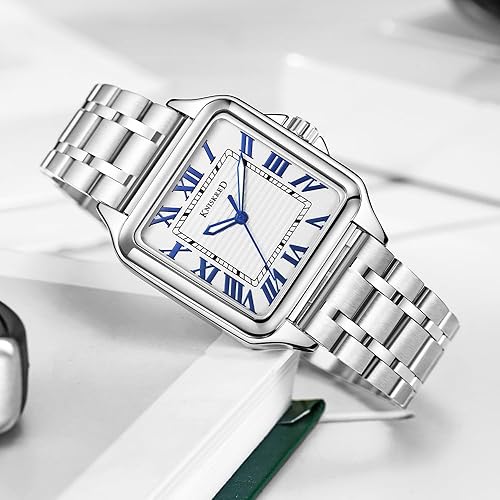 Miniatura 7 de Classic Square Watch for Men with Vintage Roman Numeral and Solid Stainless Steel Band