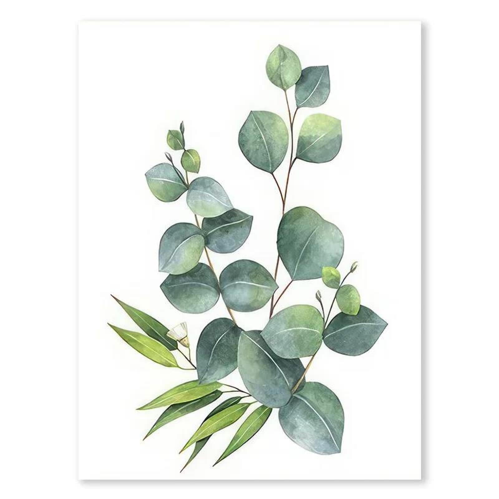 SHINERING 1Pc Green Leaves Posters Prints Minimalist Canvas Painting Wall Art Home Decor A5 21X30Cm Unframed
