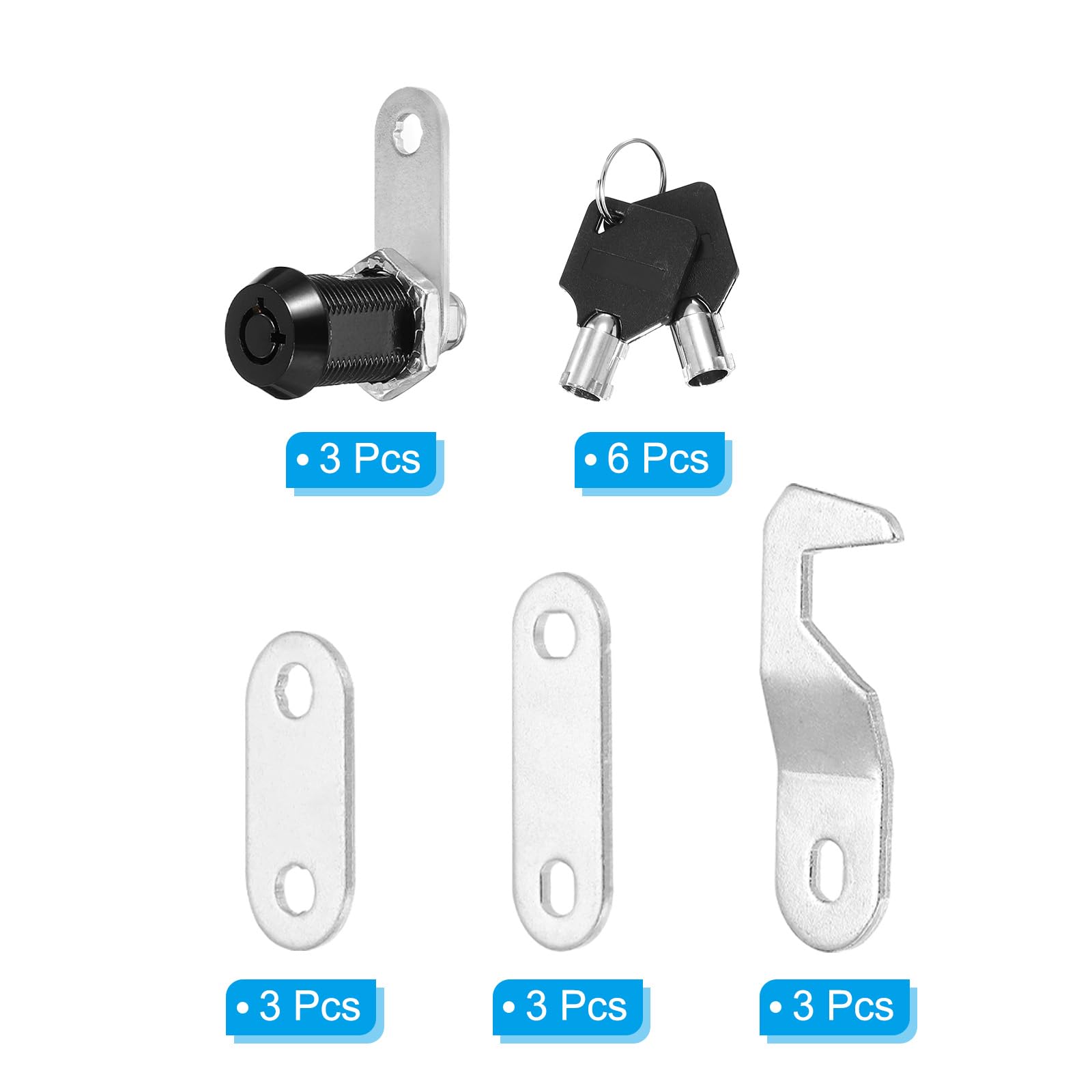 PATIKIL 1/8 Inch Black Cabinet Locks with Black Keys - Image 3