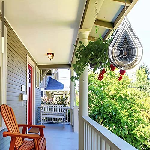 Water Drop Wind Chime Garden Ornament Decor 360 Degrees Spinners Hanging Sign Tree Pendant Suncatcher Metal Art Craft For Home Bedroom Living Room Window Corridor Yard Decoration Outdoor Indoor - Image 3