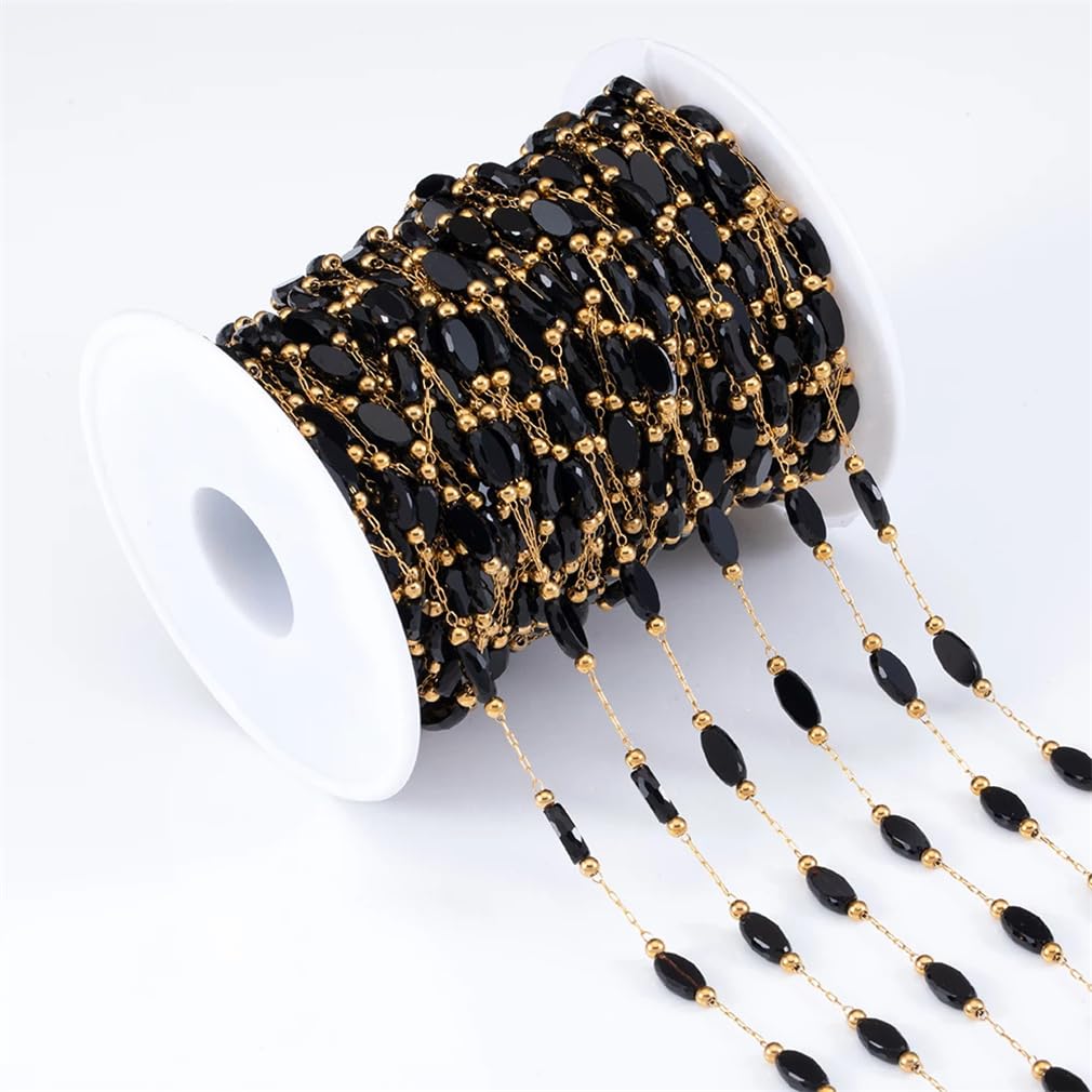 I gioielli allungano la catena, Catene di perline di cristallo colorate con perline di pietre da 2 metri e 1 metro for la creazione di gioielli con braccialetti, collane fai-da-te(3,1meter)