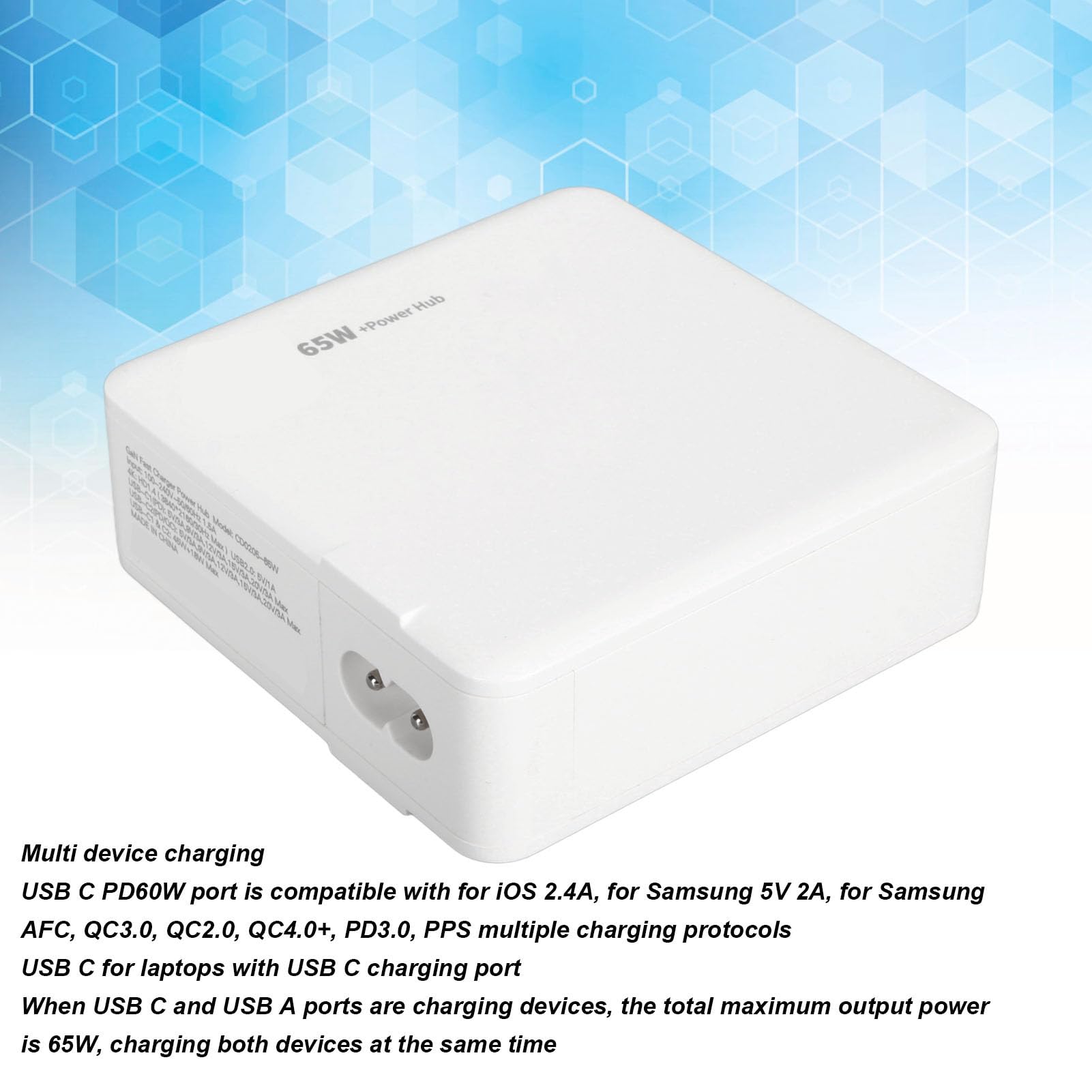 Adaptador de Cargador de Base, Estación de Acoplamiento de TV, Carga Rápida PD65W Plug and Play para Consolas (Enchufe Europeo)
