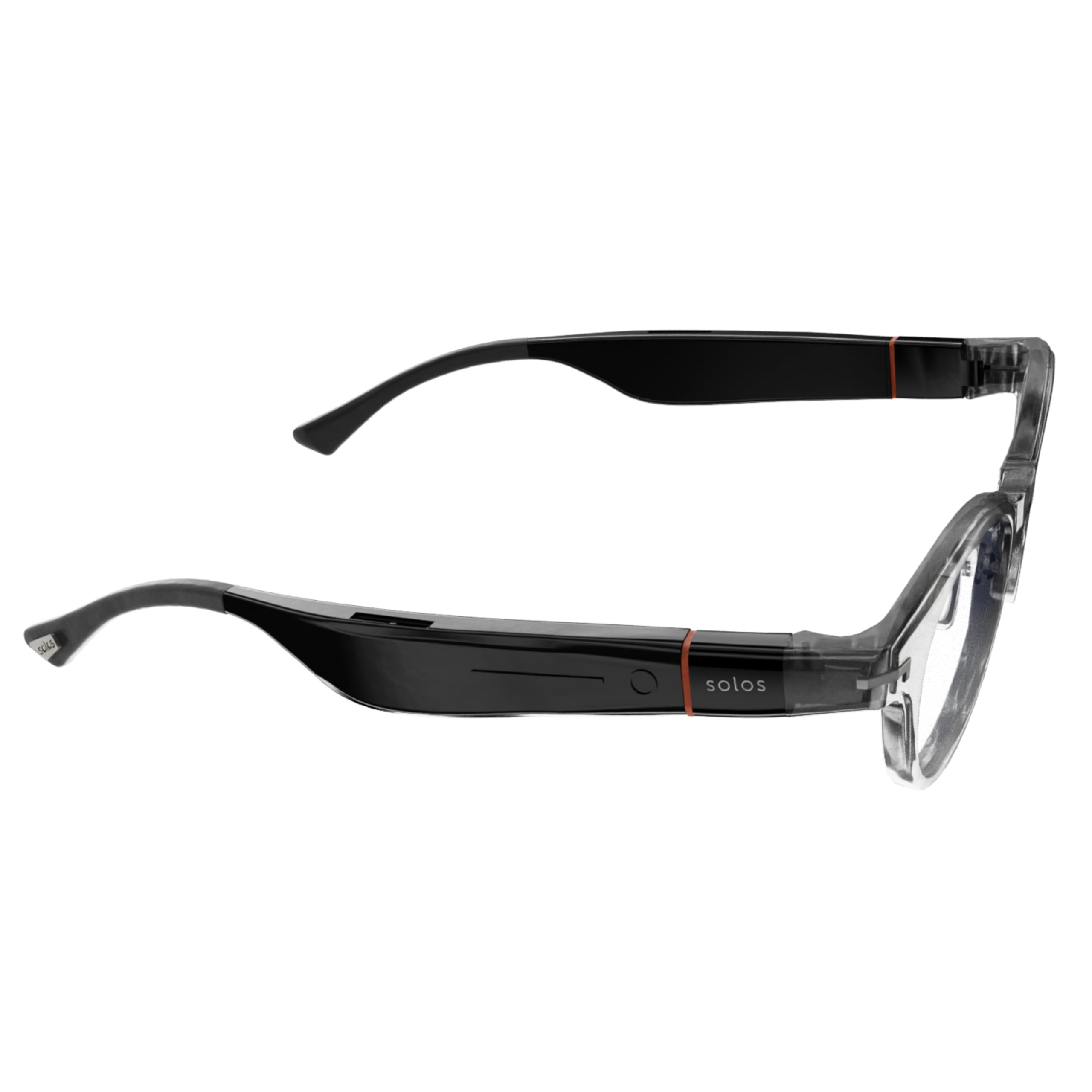 SOLOS A5 | Gafas alimentadas por IA | Hydro 8 | Gris transparente brillante | Lentes ChatGPT integradas para viajes y traducción en tiempo real | Altavoces estéreo | Compatible con iOS y Android