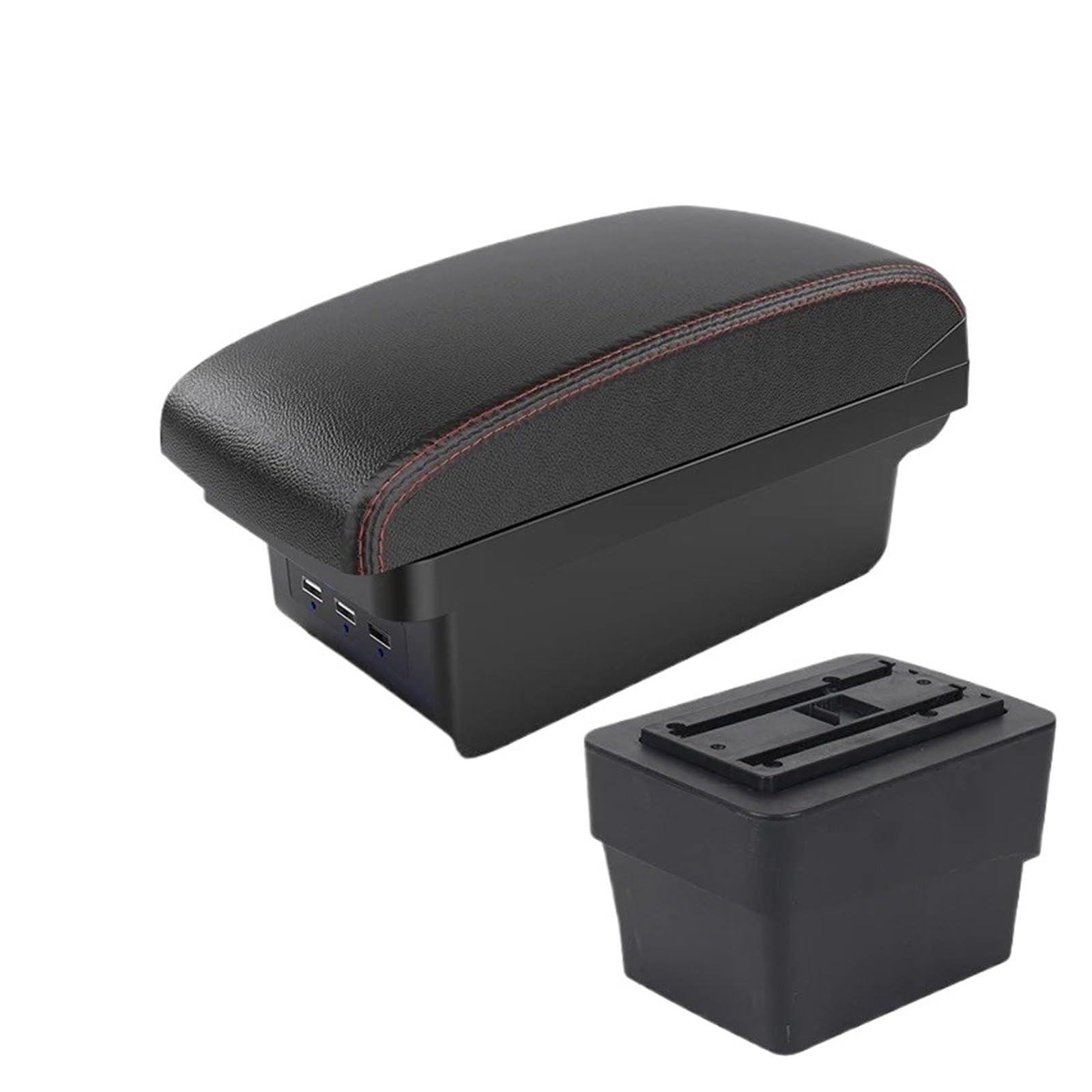 Hguvsjd Armrest Box For Skoda For Octavia For Mk3 For A7 2013-2017 Armrest Box Retrofit Parts Storage Accessories USB Car Armrests(B Black red 3 USB)