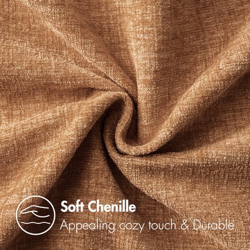 Image of MIULEE Pack of 2 Brown Throw Pillow Covers 18x18 Inch Soft Chenille Pillow Covers for Sofa Living Room Couch Solid Dyed Cases