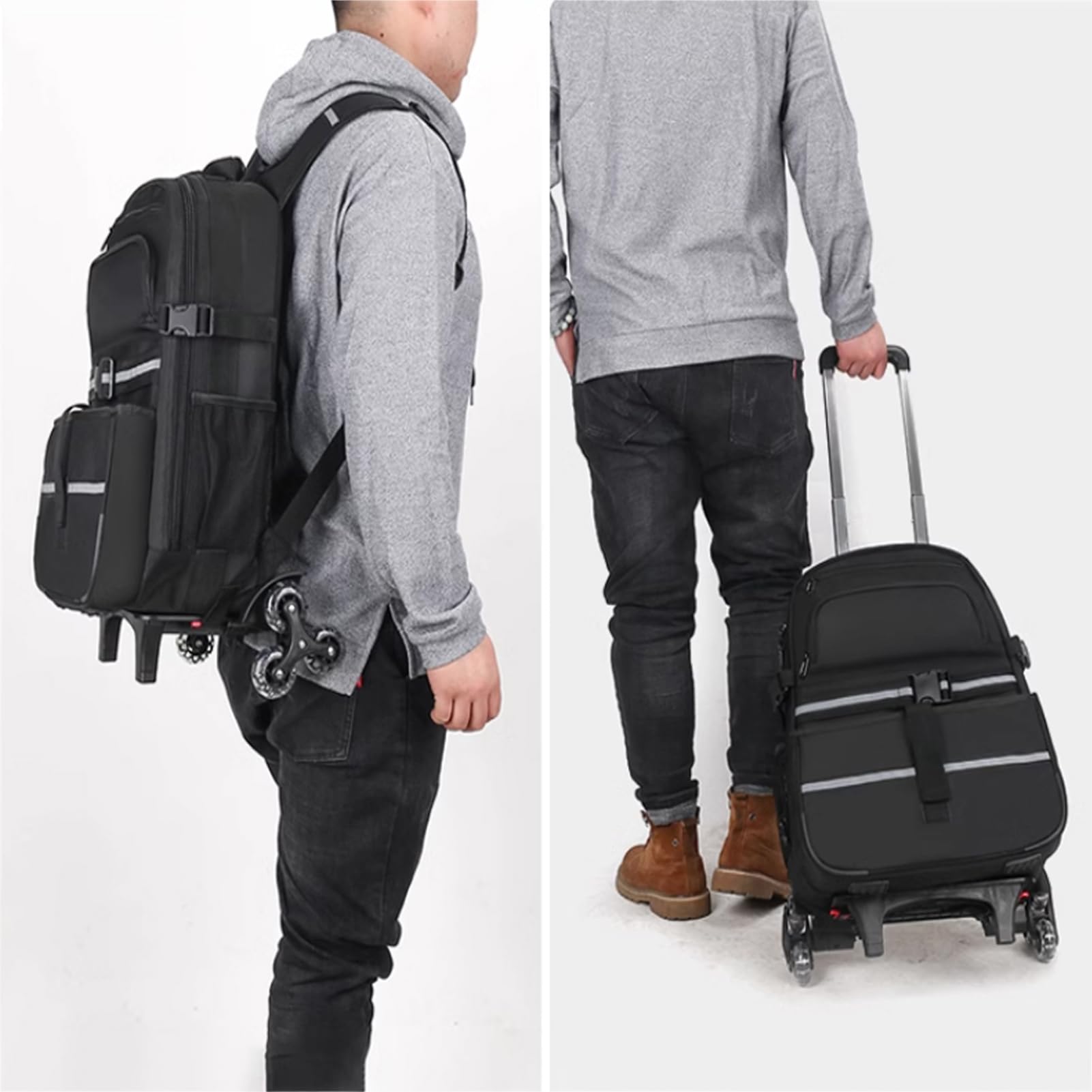 Mochila con Ruedas para Herramientas,Mochila De Viaje con Ruedas - Mochila Impermeable Desmontable - con Ruedas Trolley Mochila Maleta para Electricista,Fontanero,HVAC,Reparador De Cables
