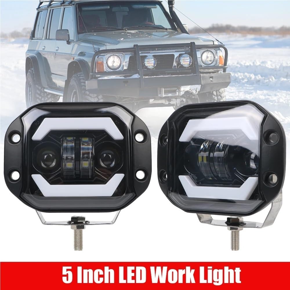 Fari Fendinebbia Faretti per moto 12V 6000K Luci di guida | Faretti per moto 12V 6000K Luci di guida diurne da 5 pollici Fari a LED IP67 per camion per fuoristrada 4x4 ATV DRL