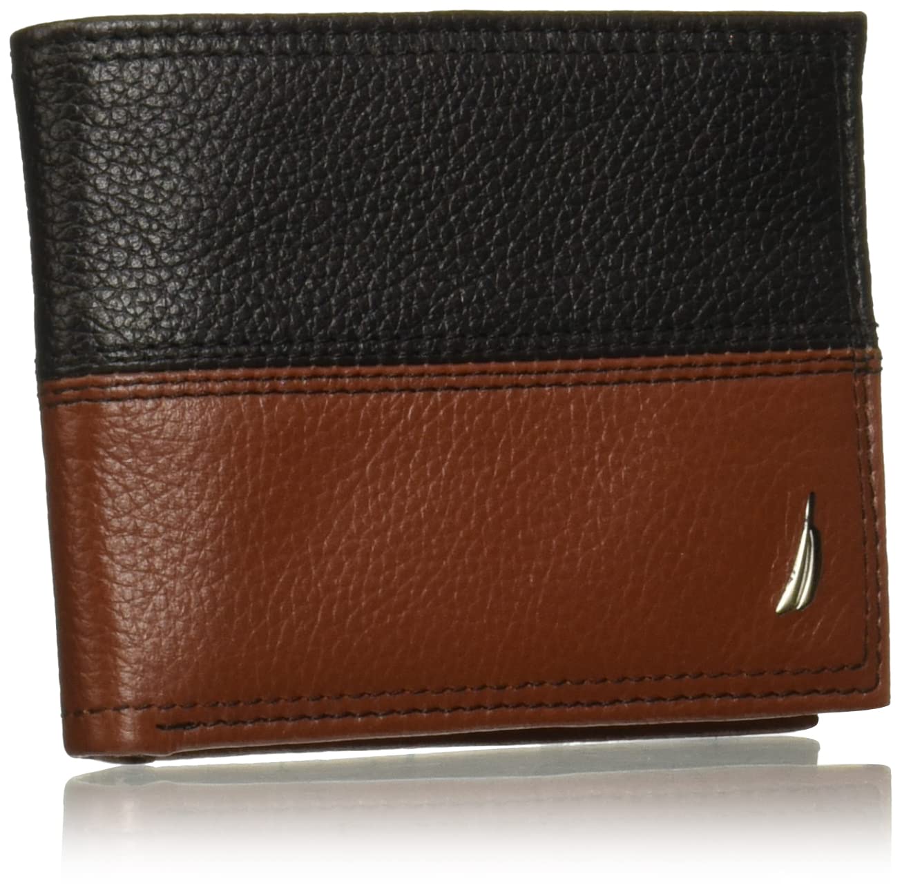 Nautica Pebble Two-Tone Leather Wallet, Cognac, Taglia unica