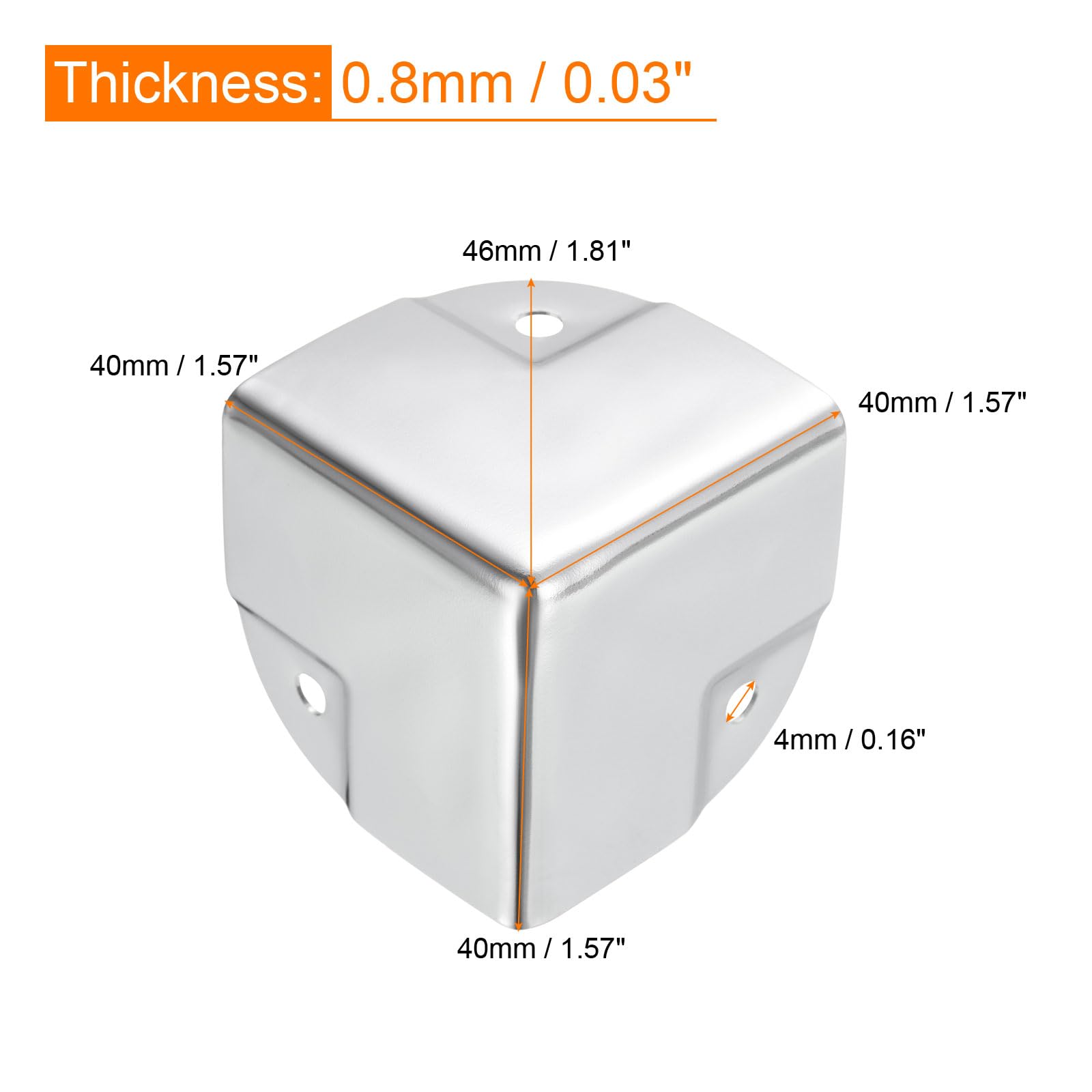 uxcell Metal Box Corner Protectors Box Edge Guard Protector 40 x 40 x 40mm Silver Tone 16pcs for Table Corners and Desk Corners