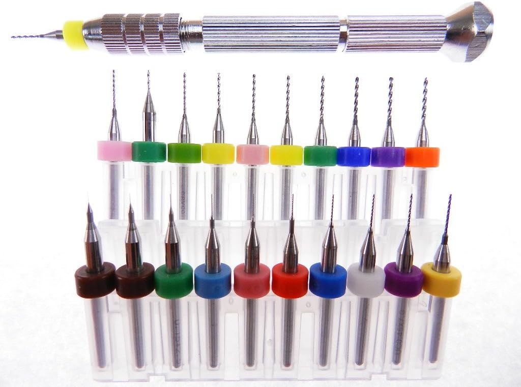 Manual Drilling 3.5 Pin Vise for Miniatures, Carving, Toy Making, Jewelry, Modeling, Plastics. + 20pack .10mm to 1.0mm Drill Bits (1each) .15 .20 .25. 1/8 Shank 3.175mm