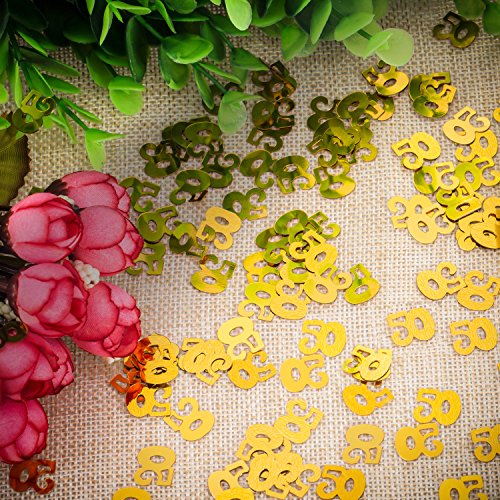 Willbond Gold 50Th Birthday Confetti, 50 Number Confetti, 50Th Party Confetti, 2 Bags (1400 Pieces) #TOP2