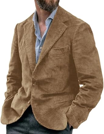 Mens Corduroy Blazer Two Button Casual Sports Coat Slim Fit Suit Jackets | Mens Casual Corduroy Blazer Tweed Sport Coat Slim Fit Suit Jacket for Men Casual Blazer Work Business Wear