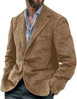 Men's Casual Corduroy Blazer Two Button Tweed Sport Coat Slim Fit Suit Jacket for