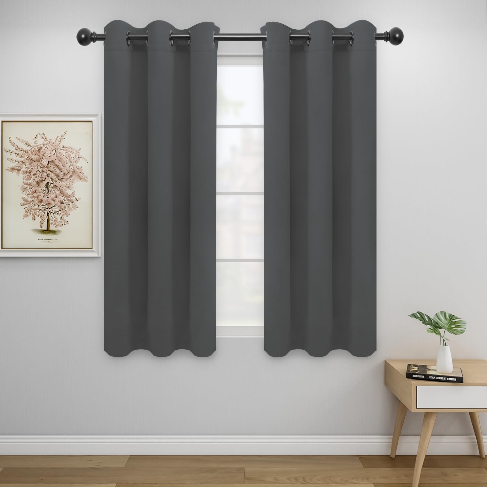 Easy-Going Blackout Curtains for Bedroom, Solid Thermal Insulated Grommet and Noise Reduction Window Drapes, Room Darkening Curtains for Living Room, 2 Panels (34x54 in, Gray) — image 1