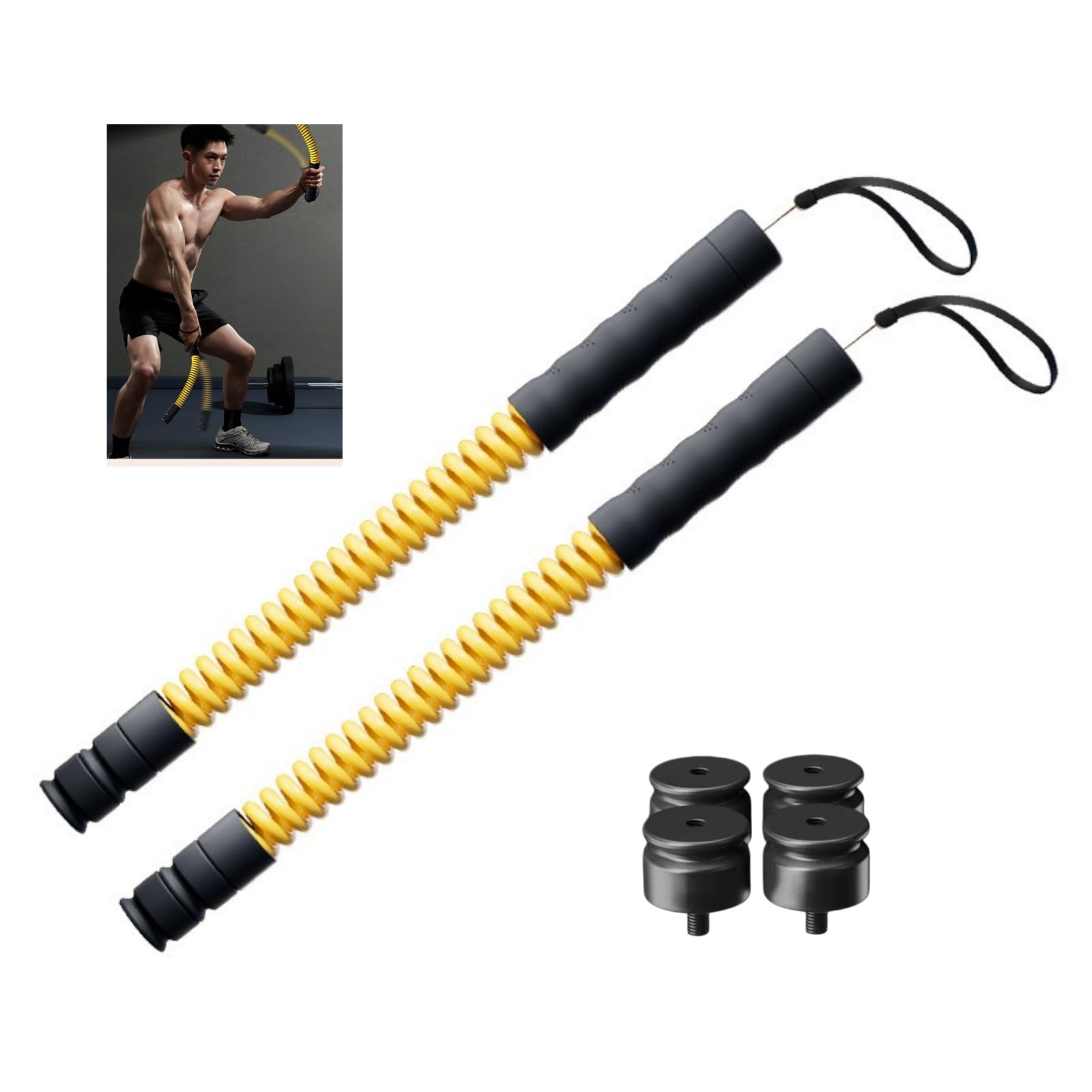2PCS Ropeless Battle Rope,Adjustable Weight Battle Rope,Battle Ropes for Home Gym, Portable Exercise Ropes for Strength Training and Aerobic Exercise, Training Gym Equipment for Arms, Core, Butt