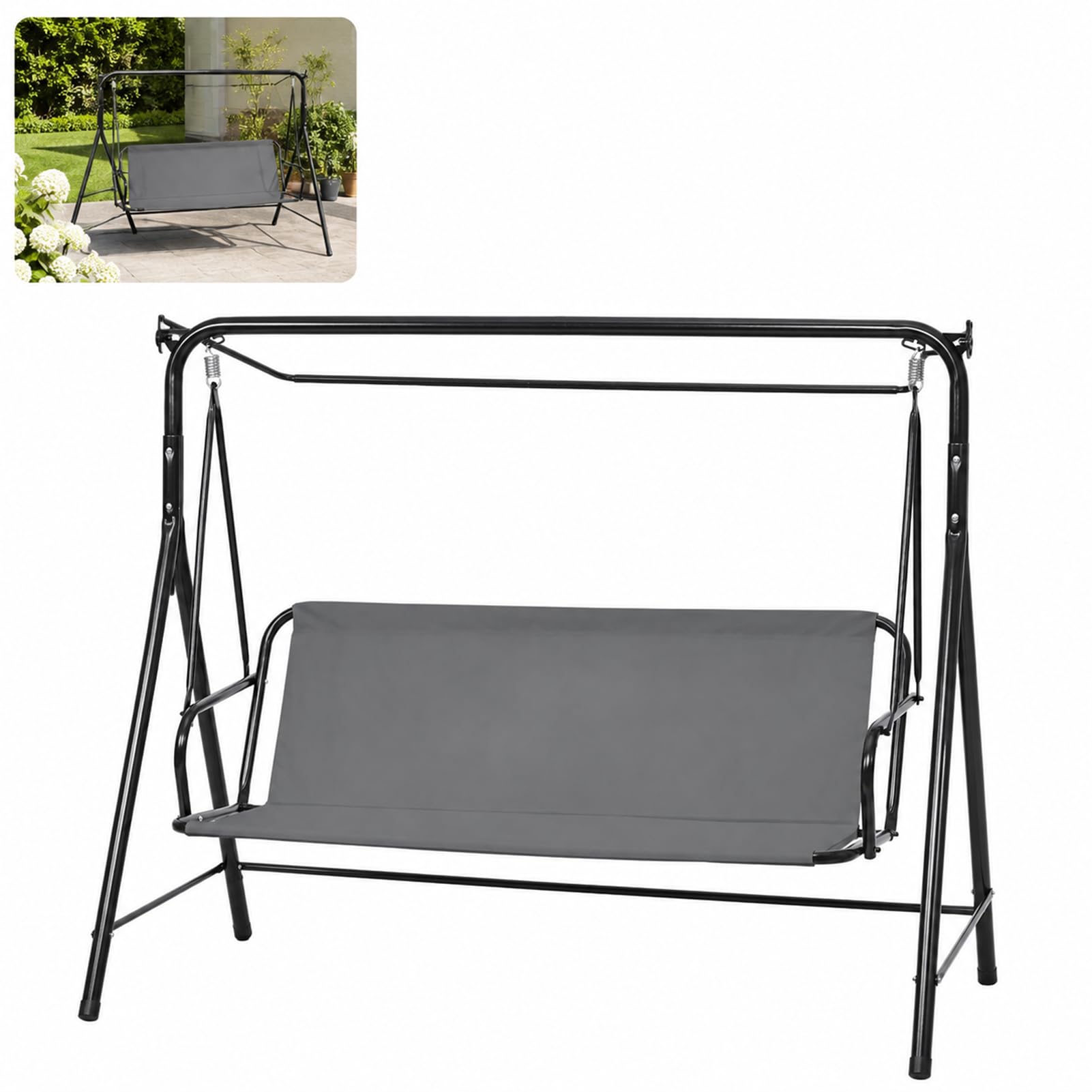 Porch Patio Swing Seat Cover Replacement, 600D Thicken Oxford Waterproof Replacement Fabric for Outdoor Garden Swing 2/3 Seater Chair (144 * 45 * 55cm,gray)