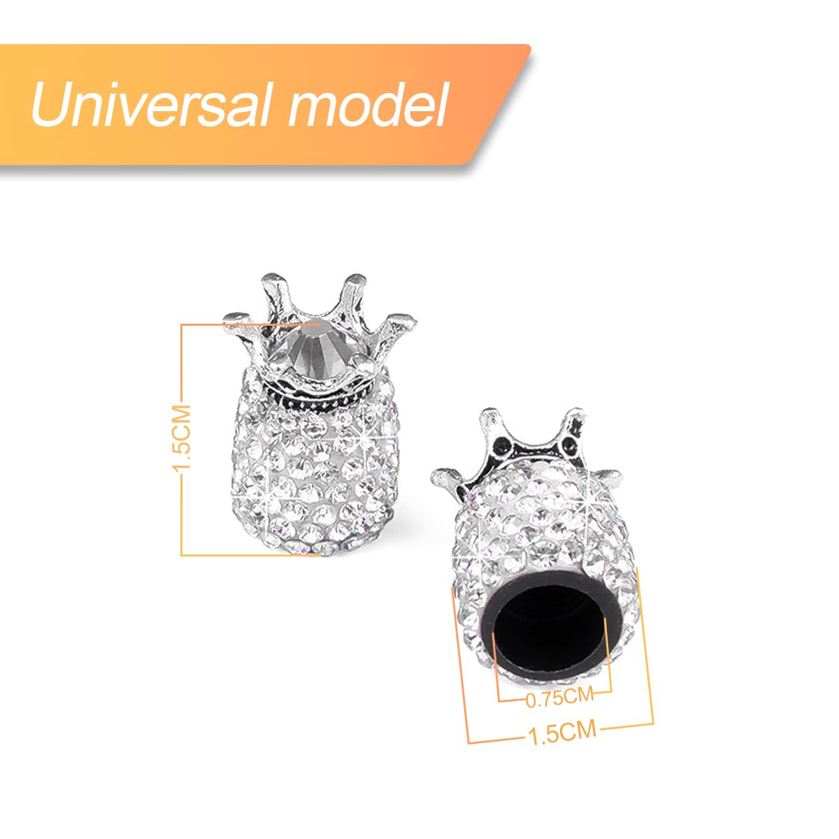 4 Bouchons Valve Pneu Diamant Brillant - Alliage Zinc Avec Strass - Protection Anti-Poussière Universelle Voiture Moto