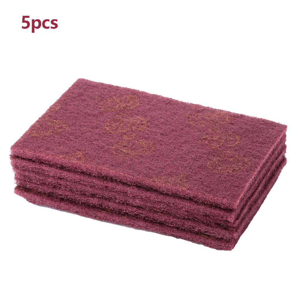 5pcs / Set Scourer Scouring Pad Dish Scrubber Scouring Pads Reusable Household Scrub Pads for Dishes, Kitchen Scrubbers (Red)