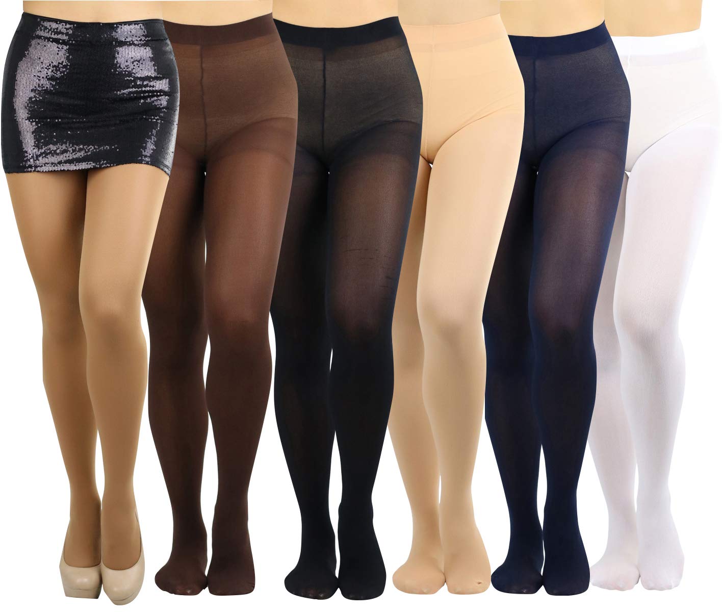 ToBeInStyle - Mallas opacas para mujer (6 unidades) - Negro - Talla única