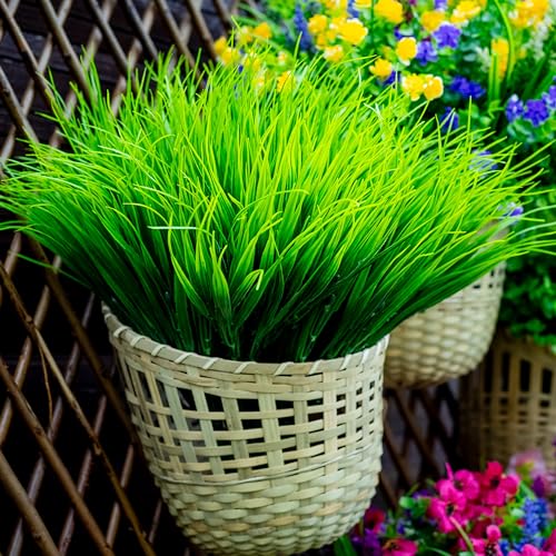Axylex Artificial Wheat Grass Fake Outdoor Plants - 20 Bundles Artificial Greenery Uv Resistant Bundles Faux Plastic Flowers Shrubs Tall Stems For Home Porch Patio Decorations Weddings Indoor thumb #1