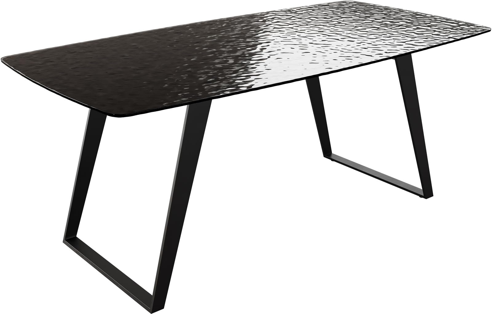 Table à Manger Edge Boot Verre en Relief Noir 3D-Design 200x100 métal