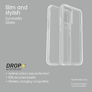 OtterBox Galaxy S22+ Symmetry Series Case - Stardust (Glitter/Clear), Ultra-Sleek, Wireless Charging Compatible, Raised Edges Protect Camera & Screen