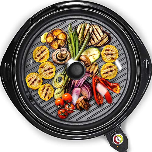 Comparison: Indoor Grills 11 Elite Gourmet EMG-980B Smokeless Electric Tabletop Grill Nonstick, 6-Serving, Dishwasher Safe Removable Grilling Plate, Grill Indoor, Tempered Glass Lid, Adjustable Temperature, 14" Black