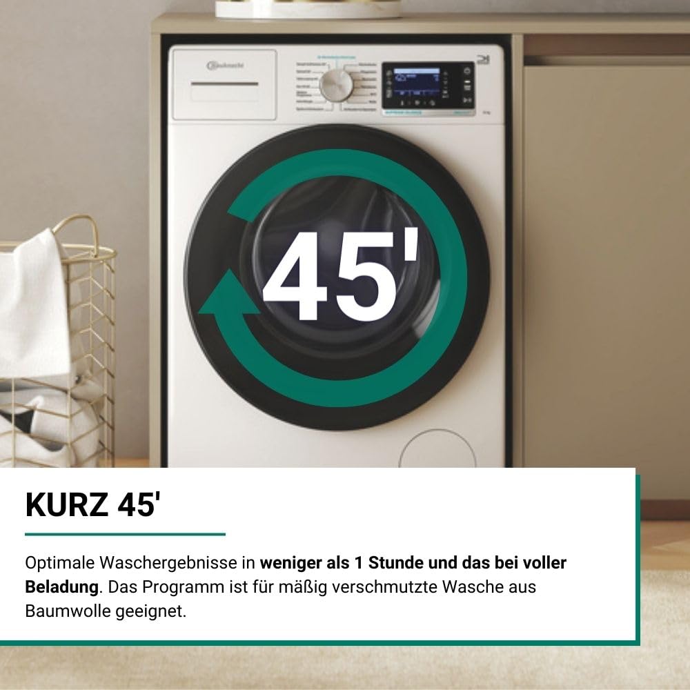 Bauknecht Waschmaschine 8kg 1400 U/min B6R 88 SILENCE DE Weiß EEK A-20% Dampftechnologie ZEN-Motor